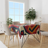 Native American Warrior Tablecloth with Tribal Geometric Pattern Bold Sunset Mountain - Wonder Print Shop