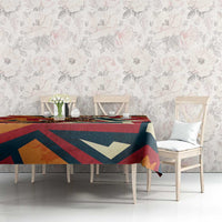 Native American Warrior Tablecloth with Tribal Geometric Pattern Bold Sunset Mountain - Wonder Print Shop