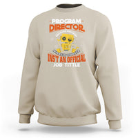 Sand crewneck sweatshirt with 'Program Director' graphic and OFFICIAL JOB TITLE text