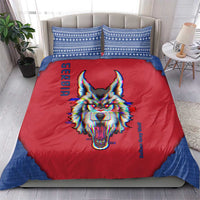 Serbia Bedding Set with Balkan Gray Wolf, Claw Marks, and Flag Sleeve Design