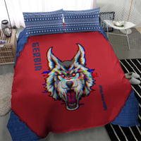 Serbia Bedding Set with Balkan Gray Wolf, Claw Marks, and Flag Sleeve Design