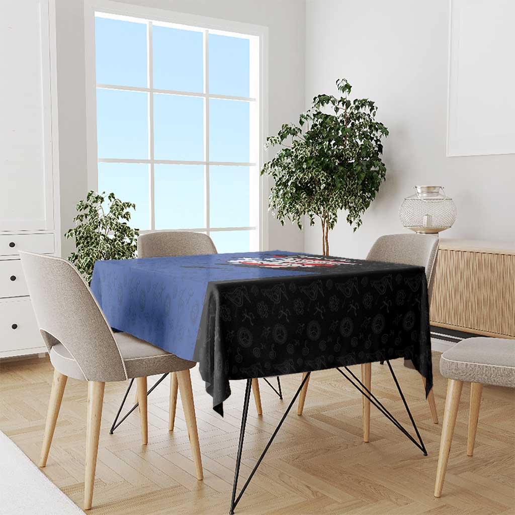 Puerto Rico Tablecloth with Coqui Frog Symbol and Distressed Flag Design