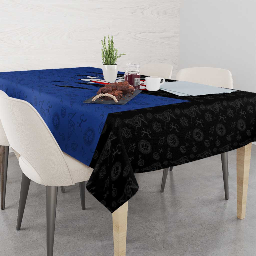 Puerto Rico Tablecloth with Coqui Frog Symbol and Distressed Flag Design