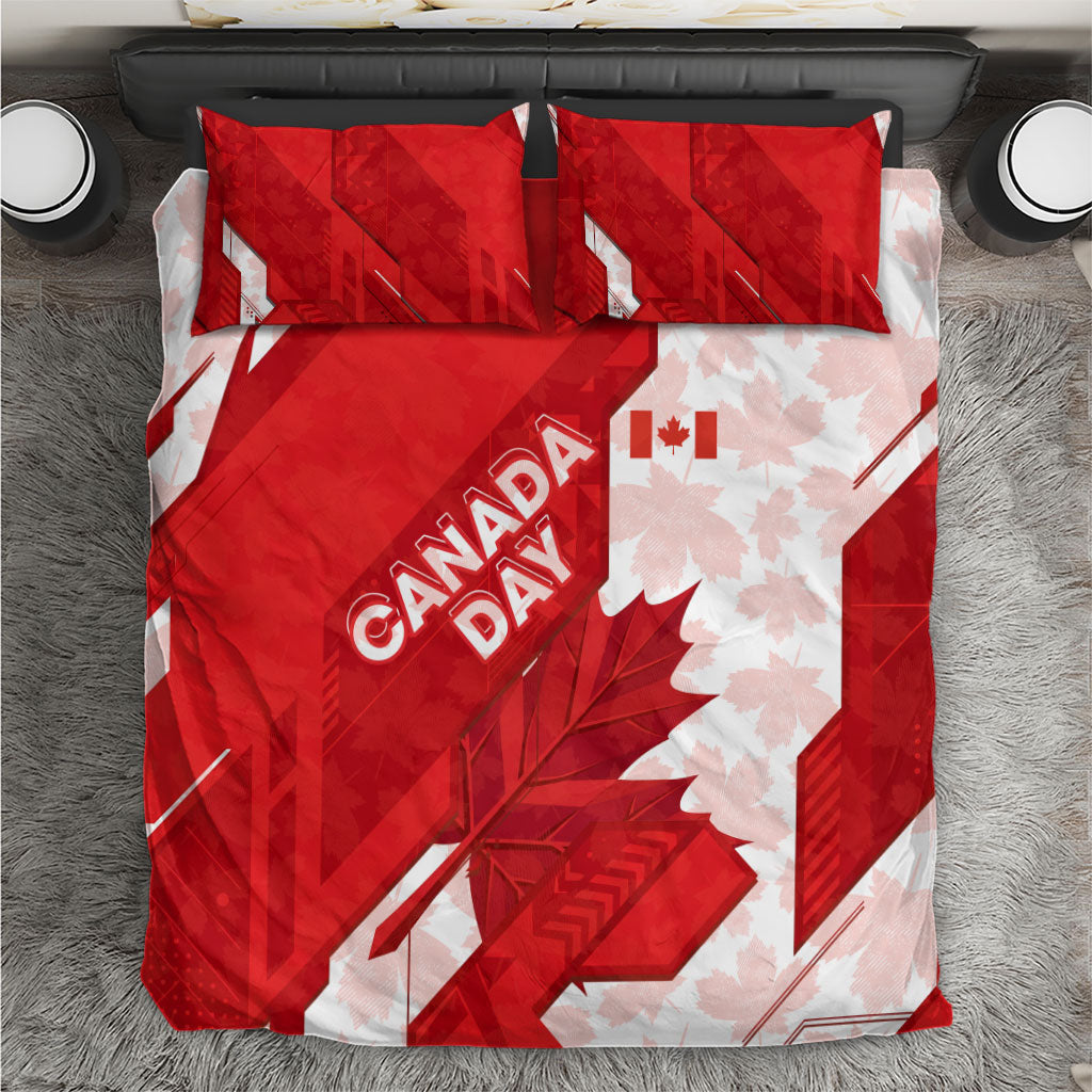Canada Day Patriotic Maple Leaf Bedding Set Geometric Rocky Mountain Art Heritage 1867 Graphic