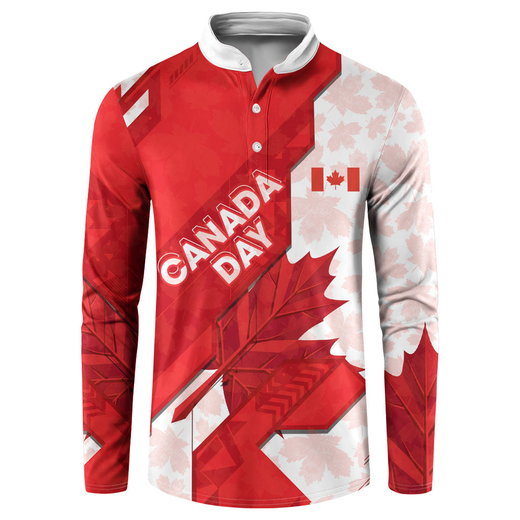 Canada Day Patriotic Maple Leaf Button Sweatshirt Geometric Rocky Mountain Art Heritage 1867 Graphic