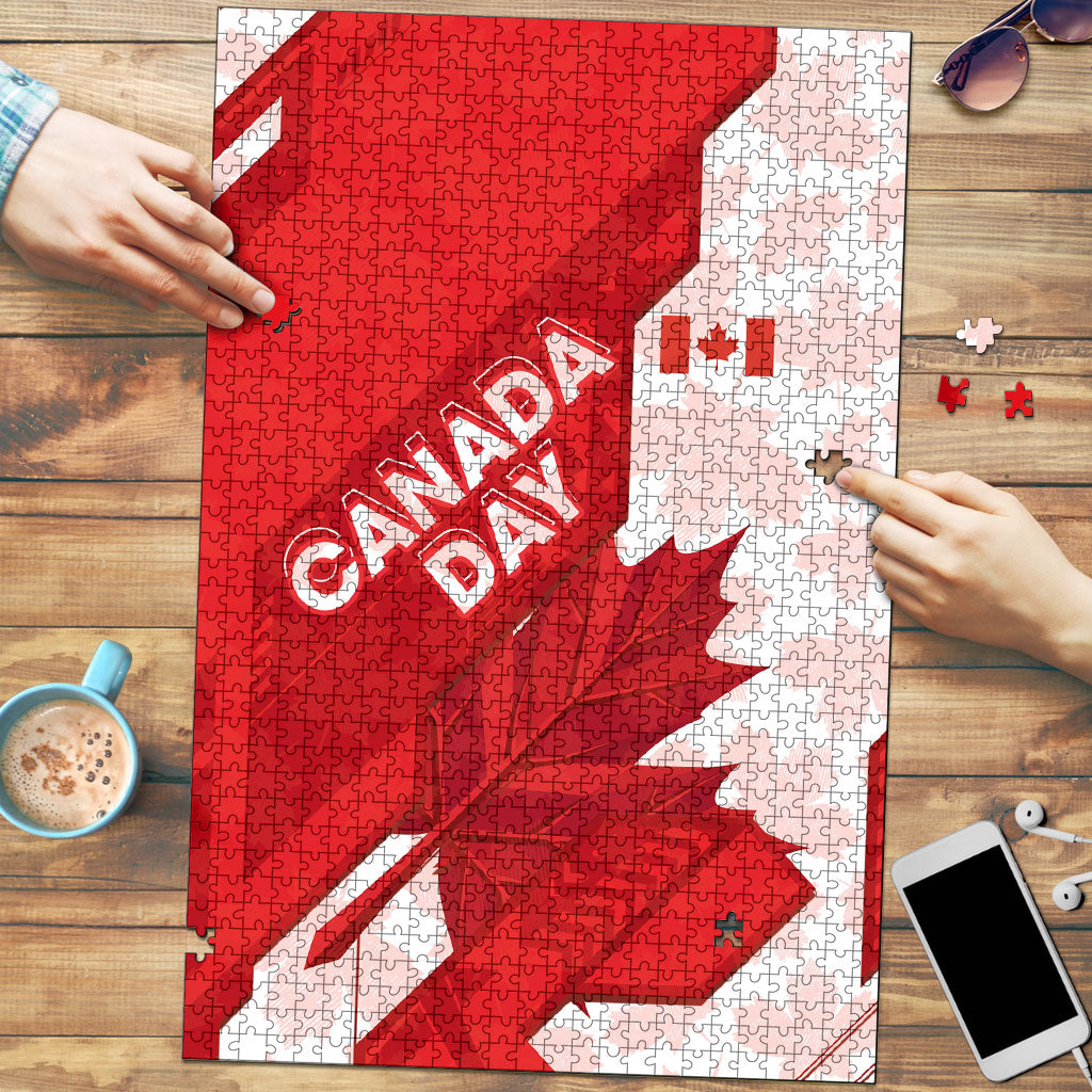 Canada Day Patriotic Maple Leaf Puzzle Geometric Rocky Mountain Art Heritage 1867 Graphic