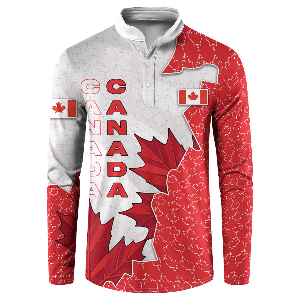Canada Day Button Sweatshirt Patriotic Maple Leaf - Robotic Fist