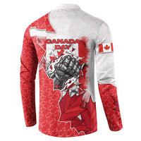 Canada Day Button Sweatshirt Patriotic Maple Leaf - Robotic Fist