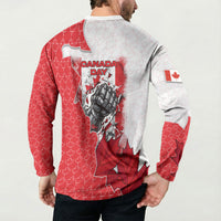 Canada Day Button Sweatshirt Patriotic Maple Leaf - Robotic Fist