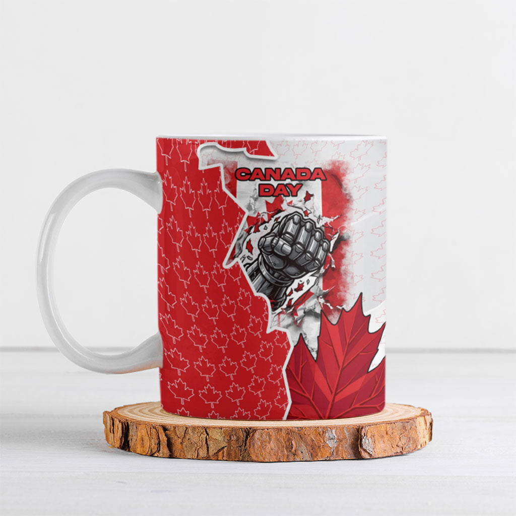 Canada Day Ceramic Mug Patriotic Maple Leaf - Robotic Fist