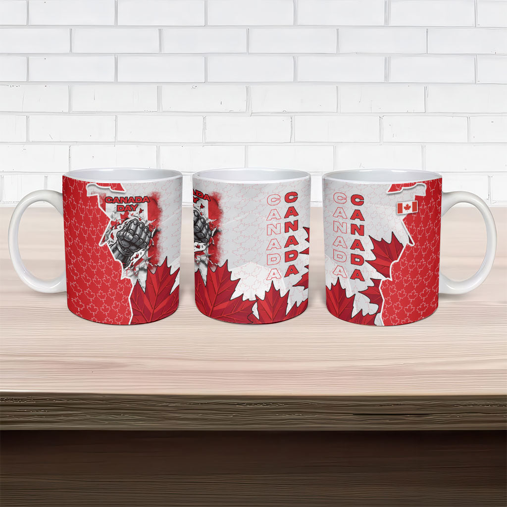 Canada Day Ceramic Mug Patriotic Maple Leaf - Robotic Fist