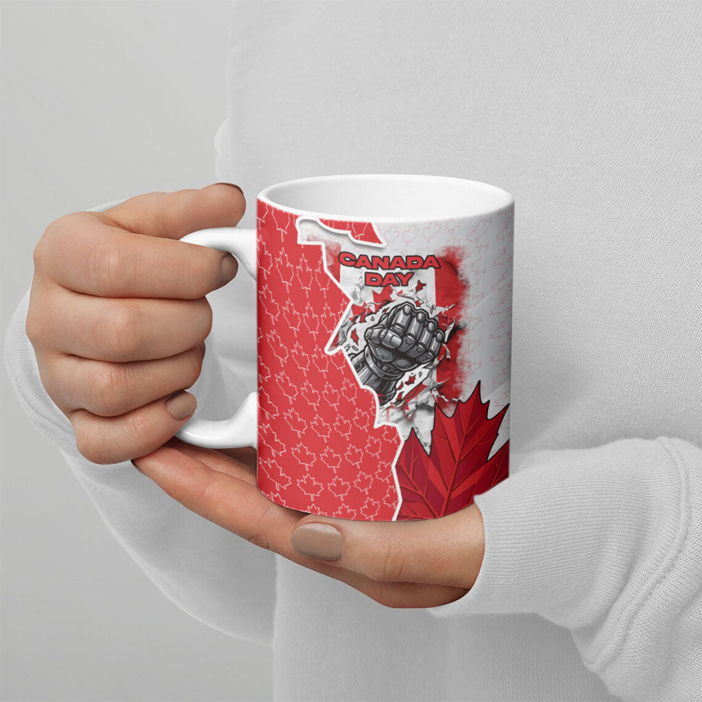Canada Day Ceramic Mug Patriotic Maple Leaf - Robotic Fist
