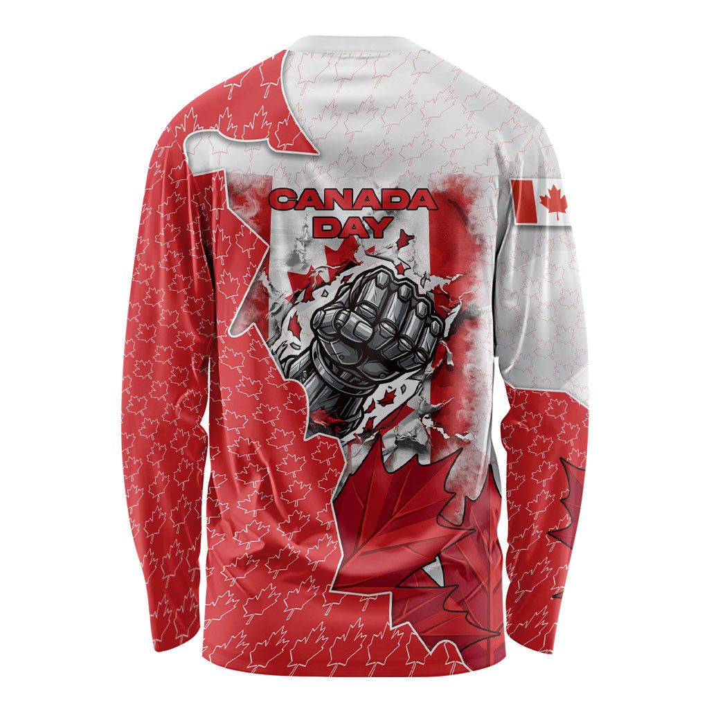 Canada Day Long Sleeve Shirt Patriotic Maple Leaf - Robotic Fist