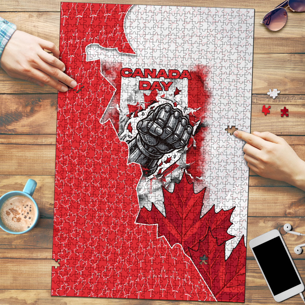Canada Day Puzzle Patriotic Maple Leaf - Robotic Fist