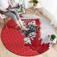 Canada Day Round Carpet Patriotic Maple Leaf - Robotic Fist