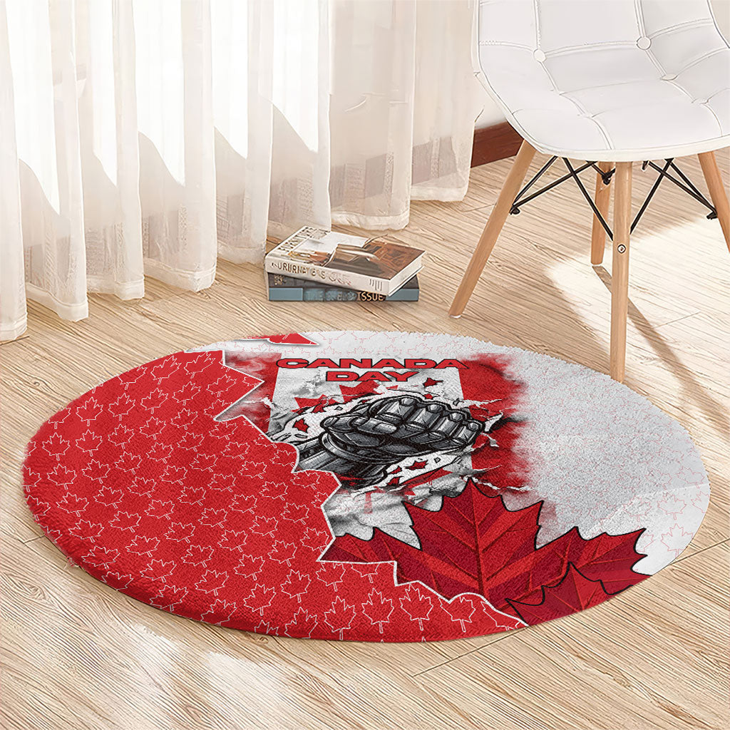 Canada Day Round Carpet Patriotic Maple Leaf - Robotic Fist