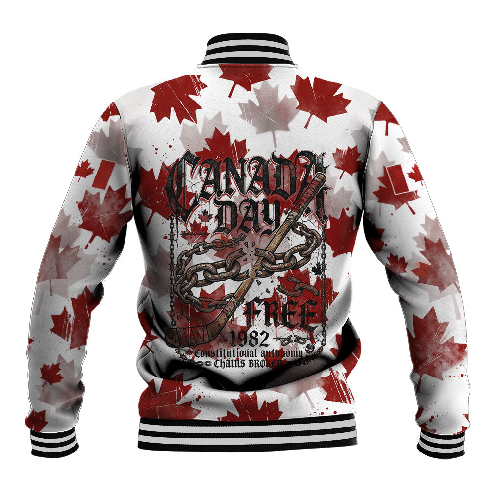 Canada Day Baseball Jacket Constitutional Autonomy 1982 Vintage - Broken Chains Freedom
