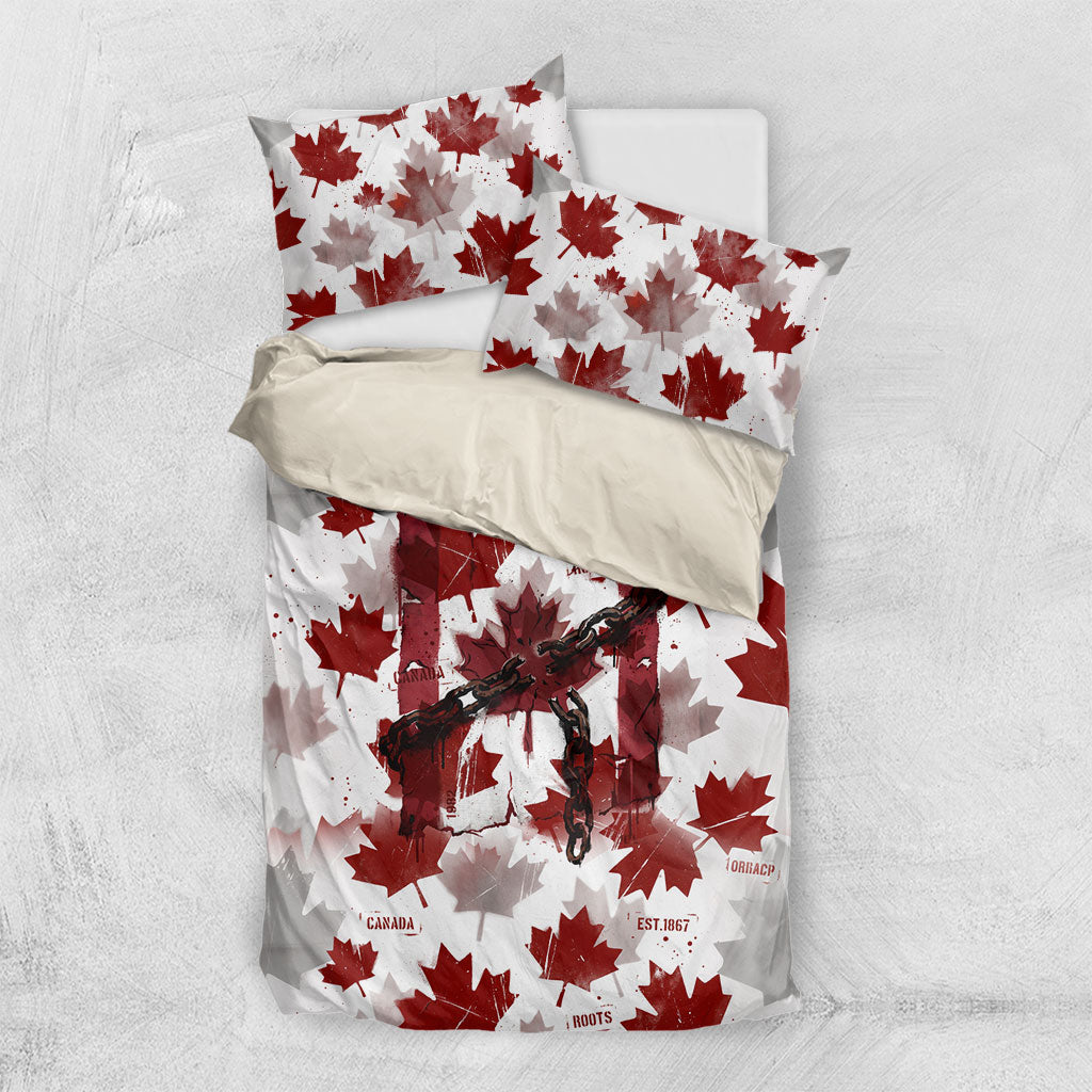 Canada Day Bedding Set Constitutional Autonomy 1982 Vintage - Broken Chains Freedom