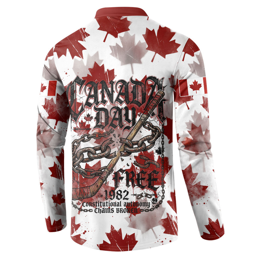 Canada Day Button Sweatshirt Constitutional Autonomy 1982 Vintage - Broken Chains Freedom