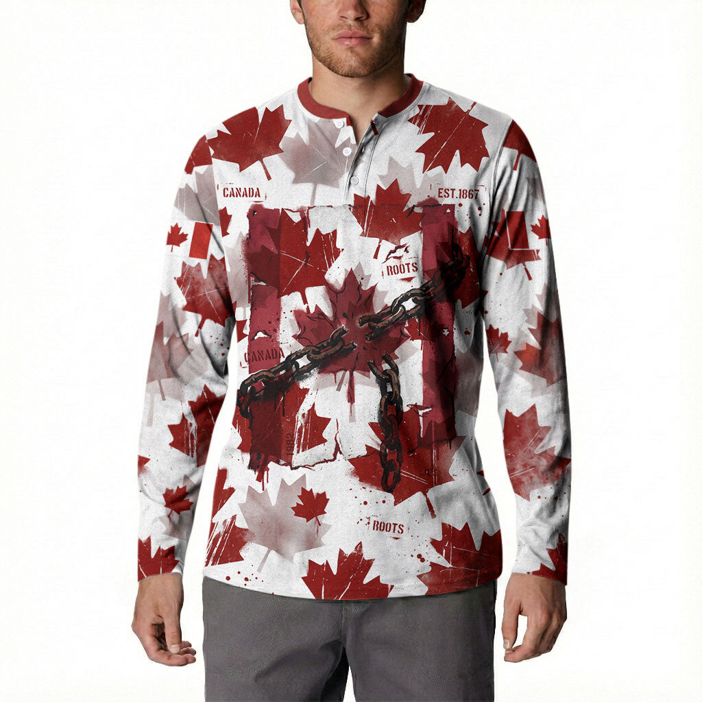 Canada Day Button Sweatshirt Constitutional Autonomy 1982 Vintage - Broken Chains Freedom