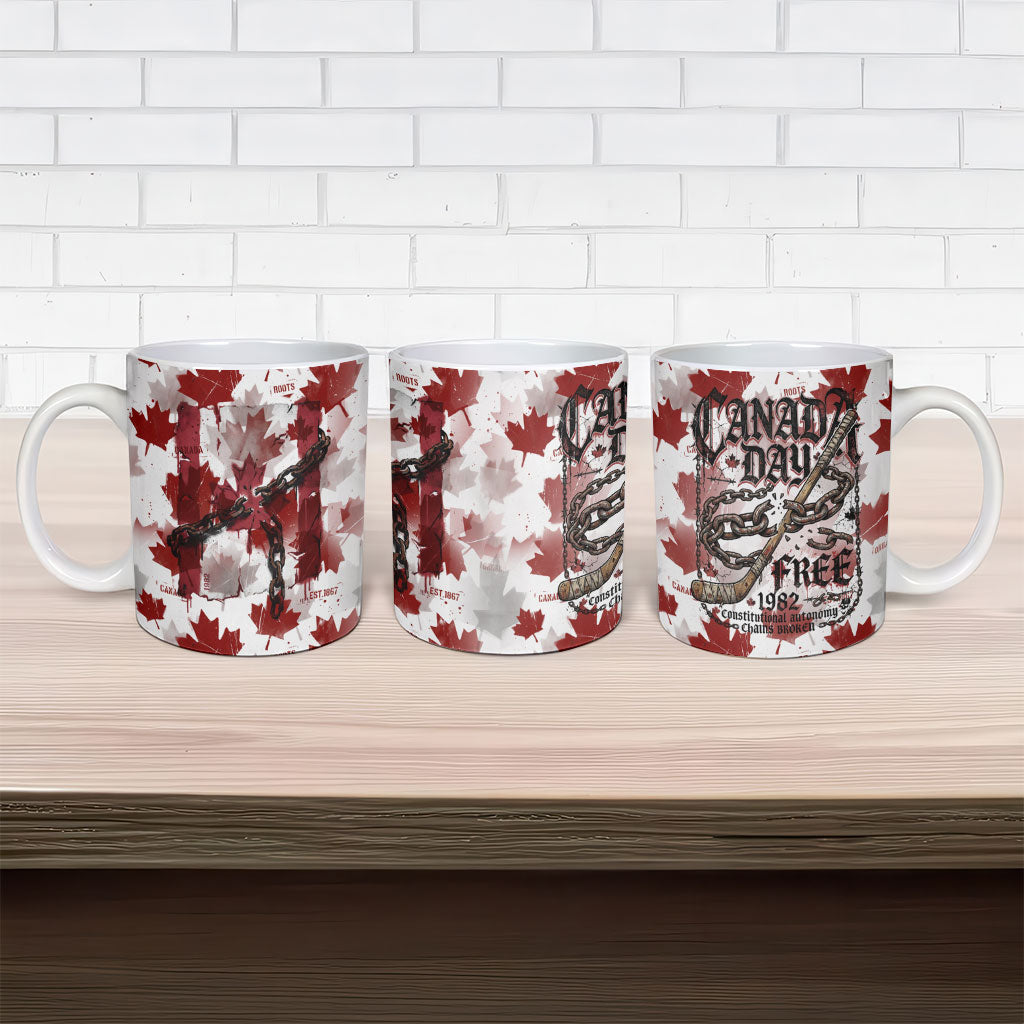 Canada Day Ceramic Mug Constitutional Autonomy 1982 Vintage - Broken Chains Freedom