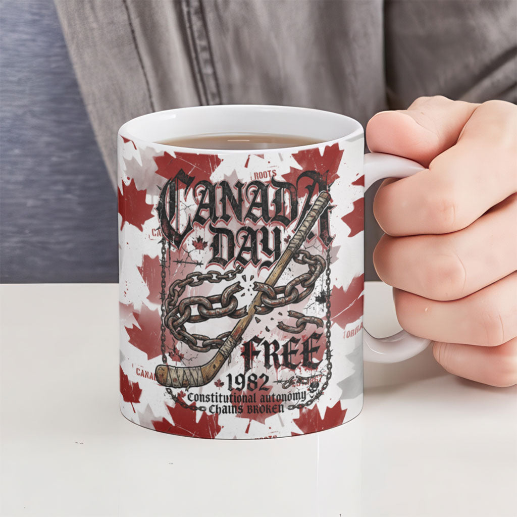 Canada Day Ceramic Mug Constitutional Autonomy 1982 Vintage - Broken Chains Freedom