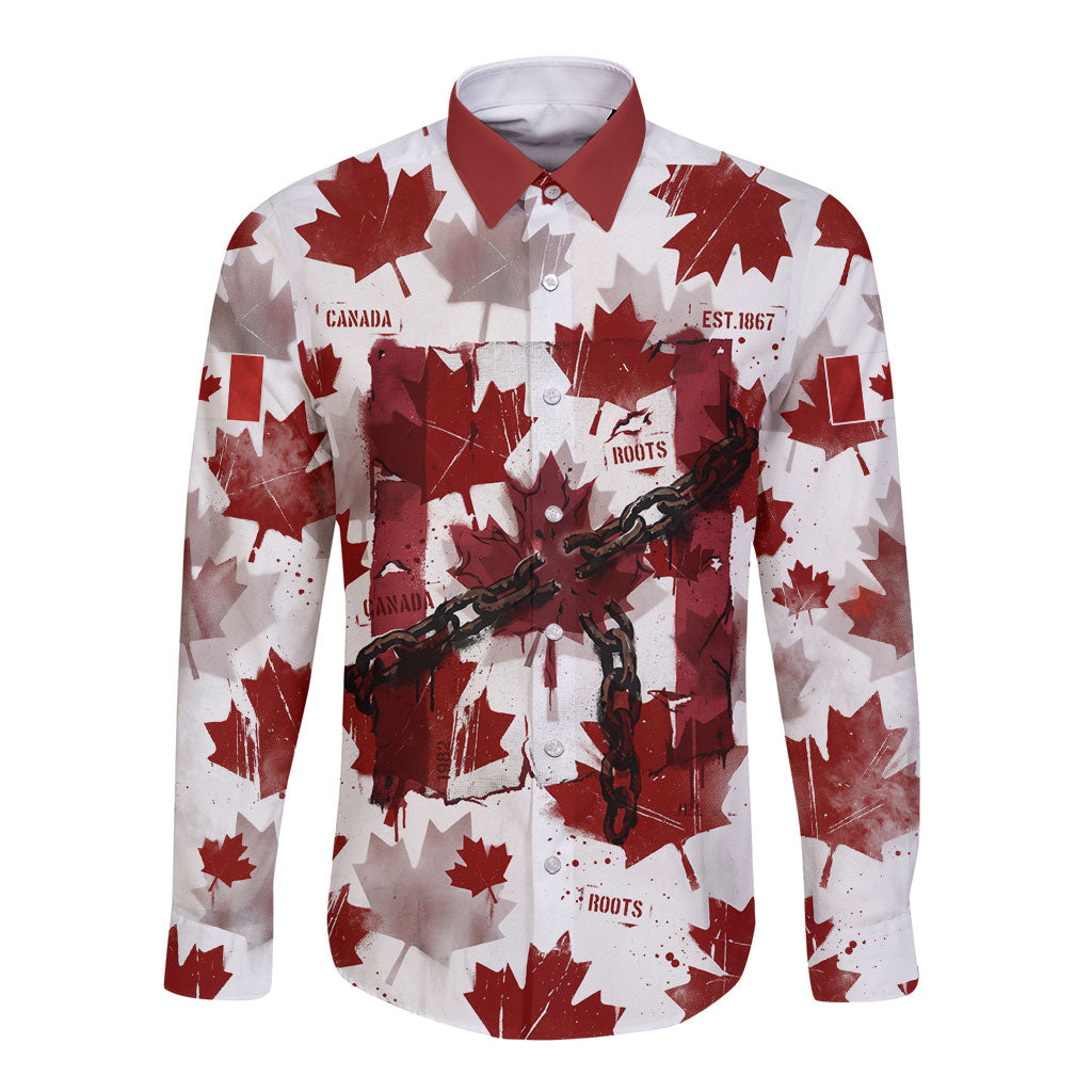 Canada Day Long Sleeve Button Shirt Constitutional Autonomy 1982 Vintage - Broken Chains Freedom