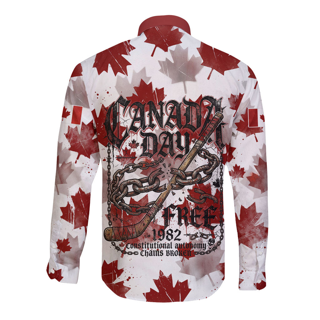 Canada Day Long Sleeve Button Shirt Constitutional Autonomy 1982 Vintage - Broken Chains Freedom