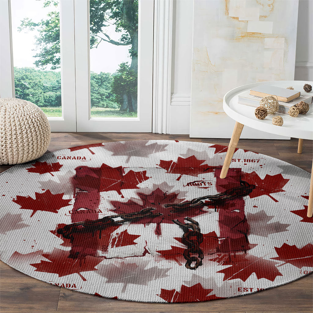 Canada Day Round Carpet Constitutional Autonomy 1982 Vintage - Broken Chains Freedom