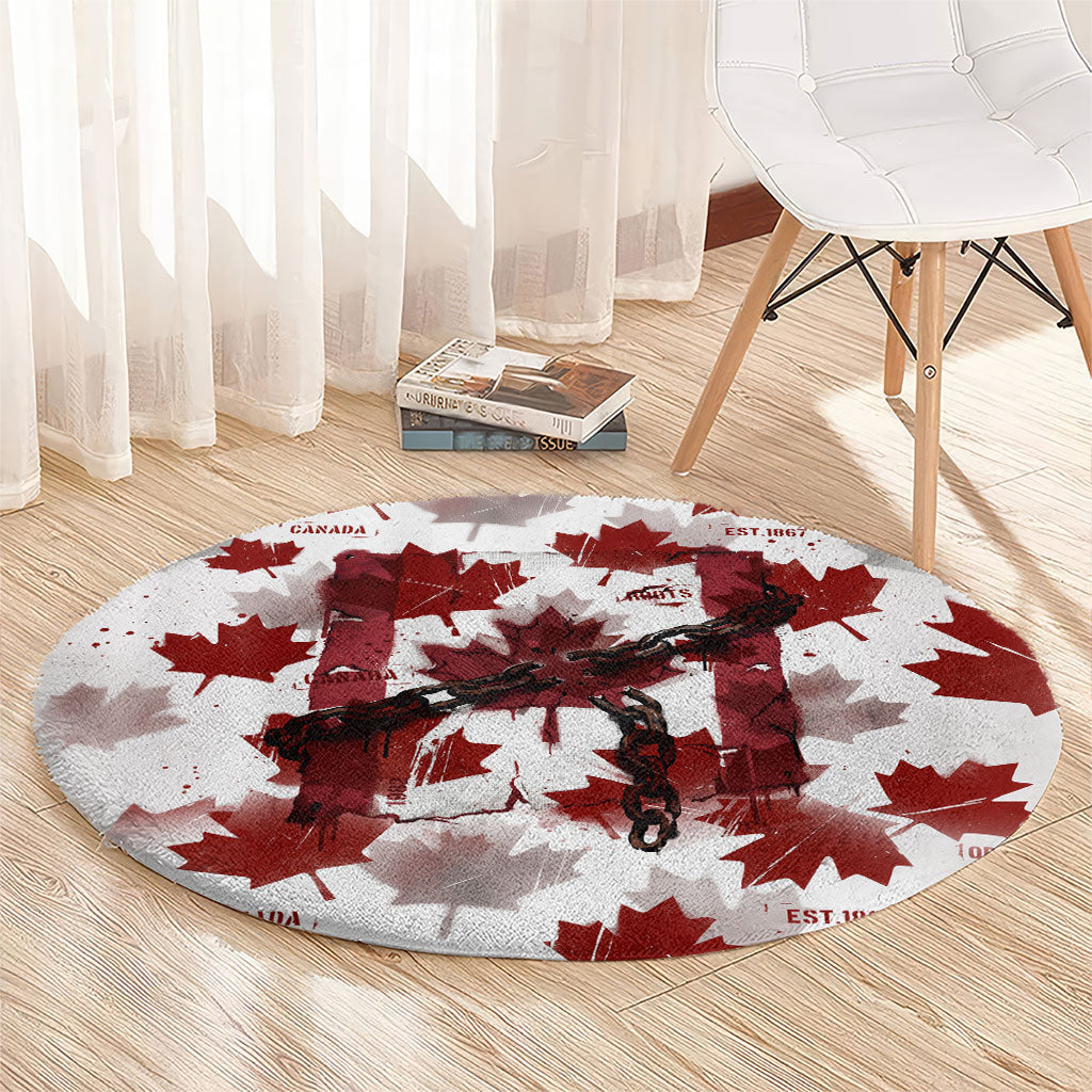 Canada Day Round Carpet Constitutional Autonomy 1982 Vintage - Broken Chains Freedom