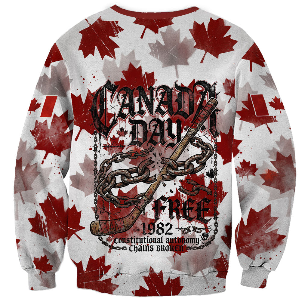 Canada Day Sweatshirt Constitutional Autonomy 1982 Vintage - Broken Chains Freedom