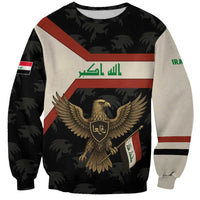 Iraq Golden Eagle Emblem Sweatshirt with Flag Stripes and National Arabic Script Design - Wonder Print Shop