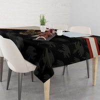 Iraq Golden Eagle Emblem Tablecloth with Flag Stripes and National Arabic Script Design - Wonder Print Shop
