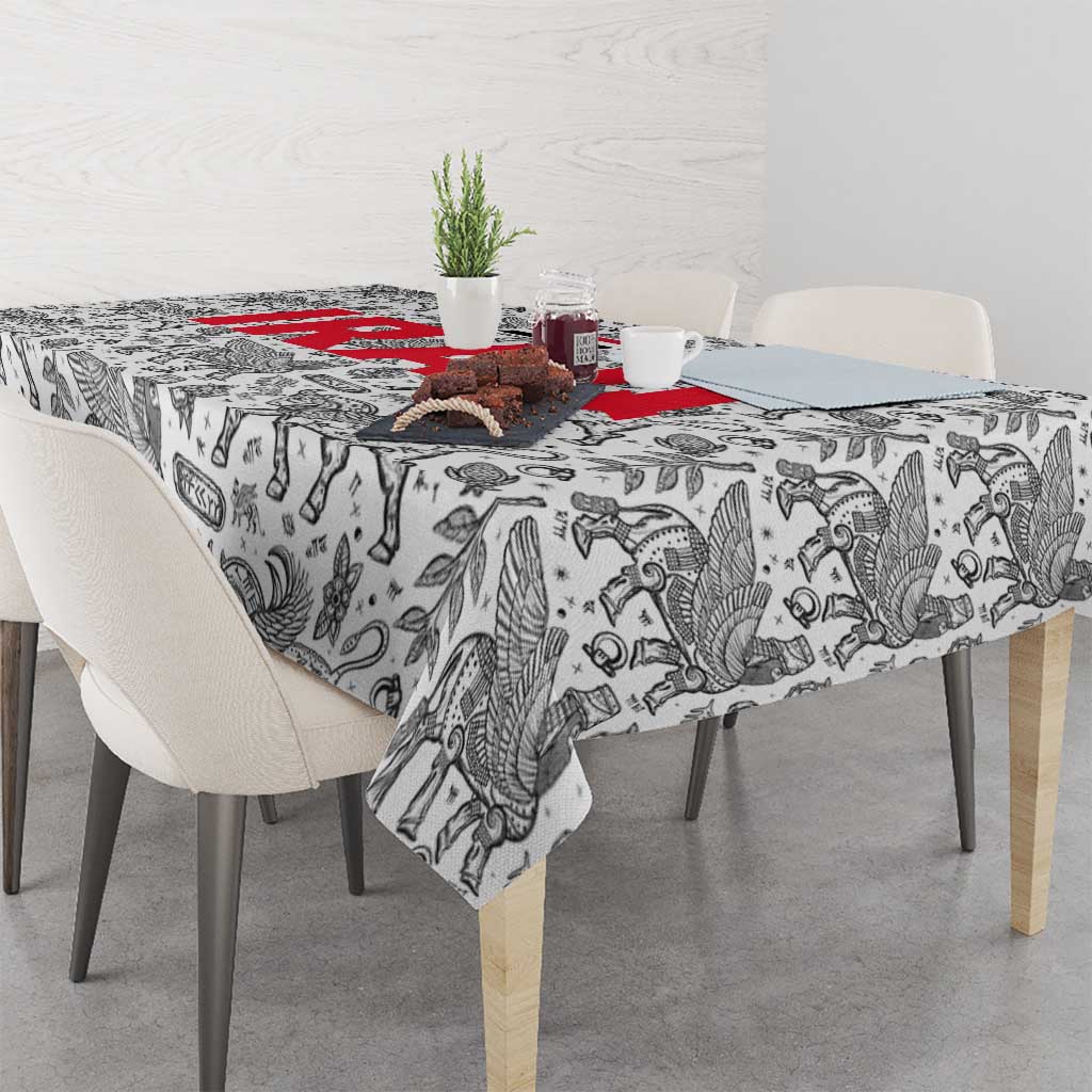 Iraq Ancient Mesopotamian Lamassu Tablecloth with Mythical Motif Design - Wonder Print Shop