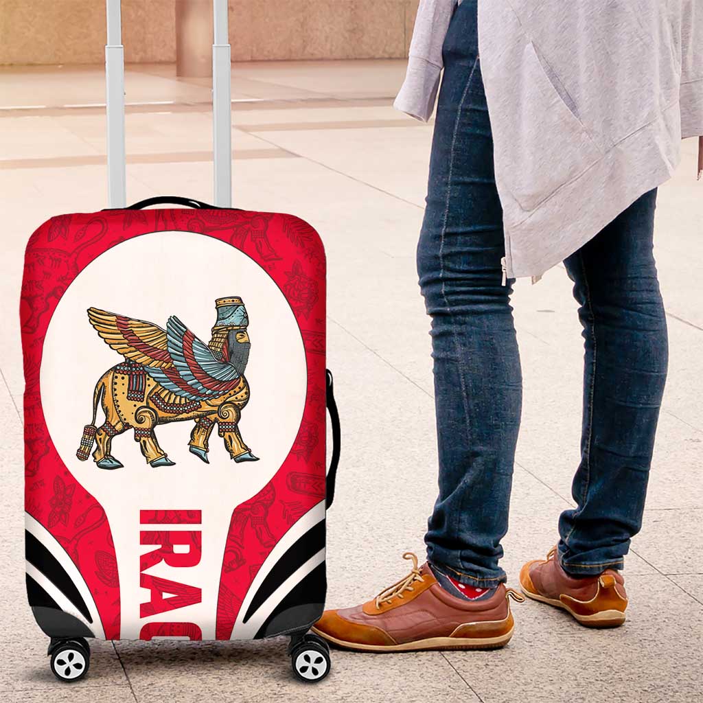 Iraq Luggage Cover with Lamassu Mythical Creature and National Map Design - Wonder Print Shop
