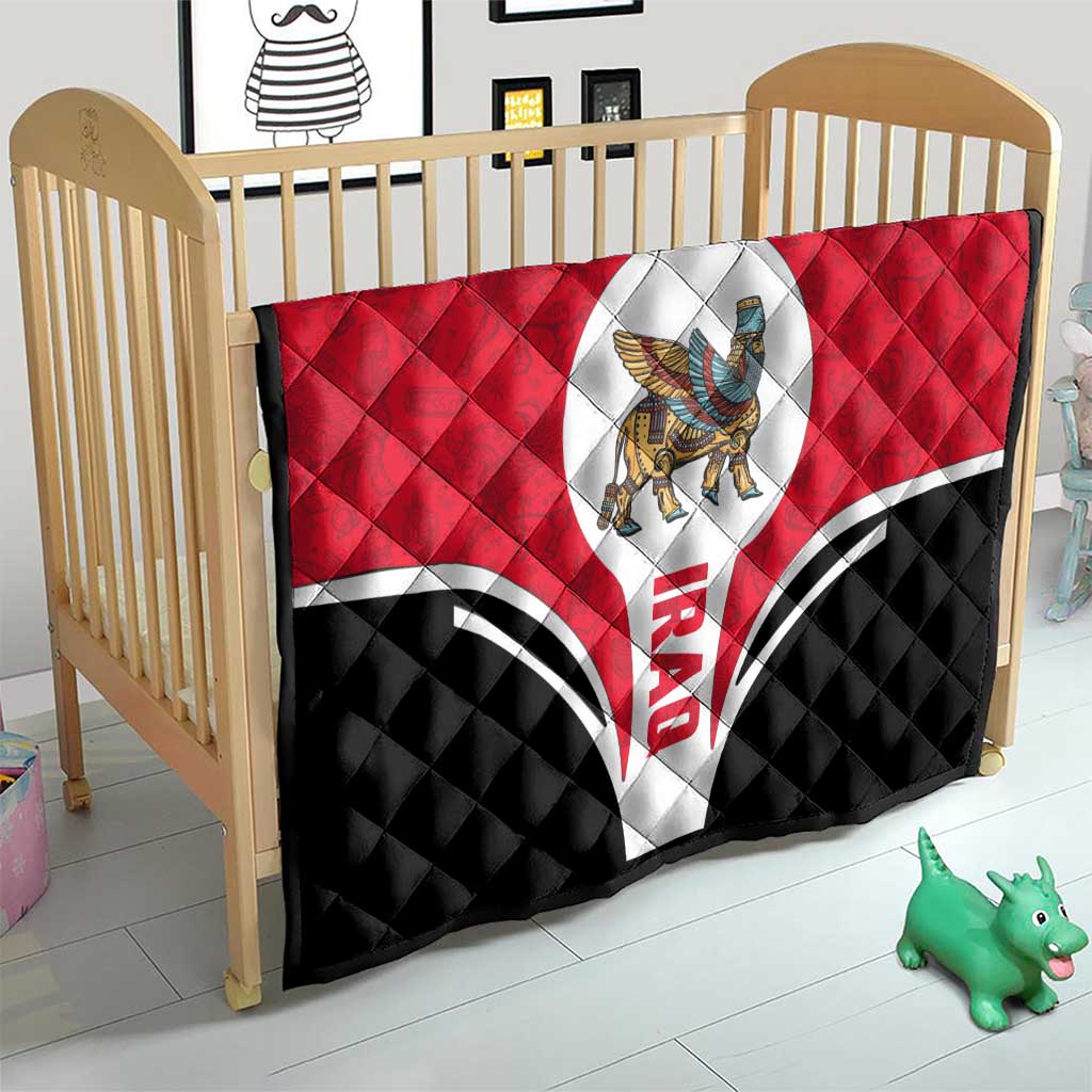 Iraq Quilt with Lamassu Mythical Creature and National Map Design - Wonder Print Shop