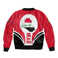 Iraq Sleeve Zip Bomber Jacket with Lamassu Mythical Creature and National Map Design - Wonder Print Shop