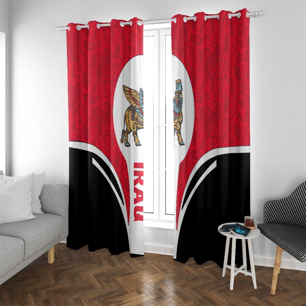 Iraq Window Curtain with Lamassu Mythical Creature and National Map Design - Wonder Print Shop