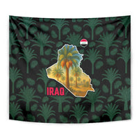 Iraq Tapestry with Palm Tree Landscape and Map Silhouette Design - Wonder Print Shop