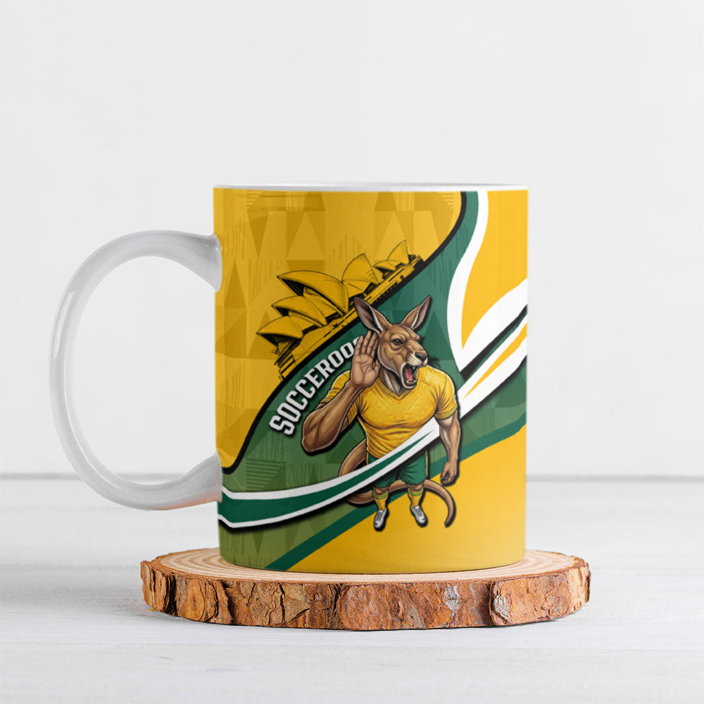 Personalized Australia Soccer Kangaroo Mascot Ceramic Mug Sydney Opera House - Hear the Champions Roar Football