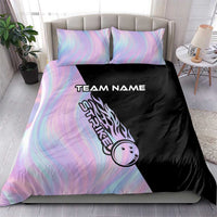 Bowling Strike Graphic Bedding Set Custom Flaming Ball and Pastel Gradient Swirl Pattern Design - Wonder Print Shop