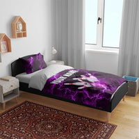 Bowling Ball and Pins Bedding Set Purple Lightning Background and Custom Name Design - Wonder Print Shop