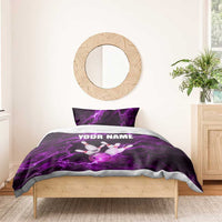Bowling Ball and Pins Bedding Set Purple Lightning Background and Custom Name Design - Wonder Print Shop