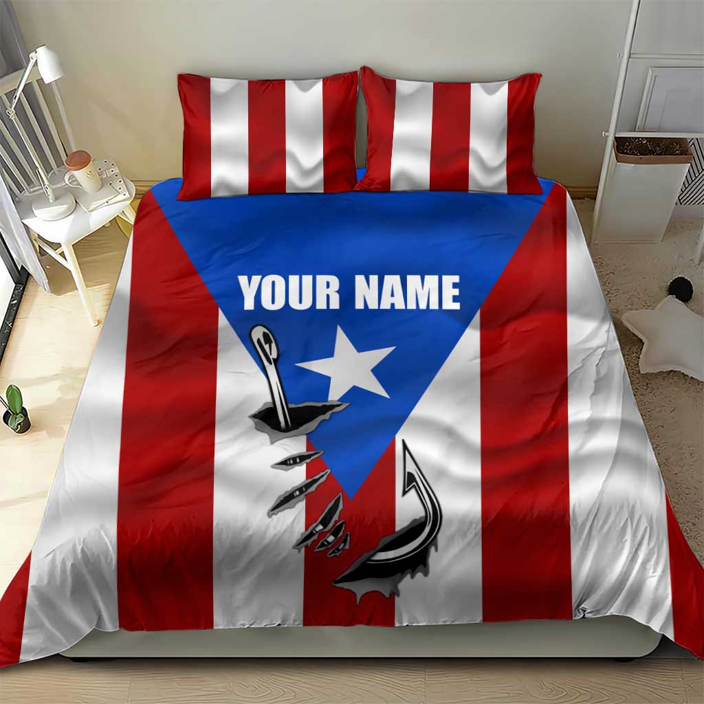 Puerto Rico Fishing Bedding Set Fish Hook Flag PR Custom Name - Wonder Print Shop