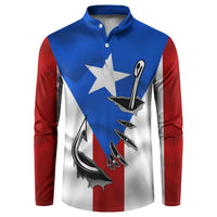Puerto Rico Fishing Button Sweatshirt Fish Hook Flag PR Custom Name - Wonder Print Shop