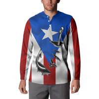 Puerto Rico Fishing Button Sweatshirt Fish Hook Flag PR Custom Name - Wonder Print Shop