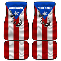 Set of 4 Puerto Rico flag car mats with fish hook and custom name pattern