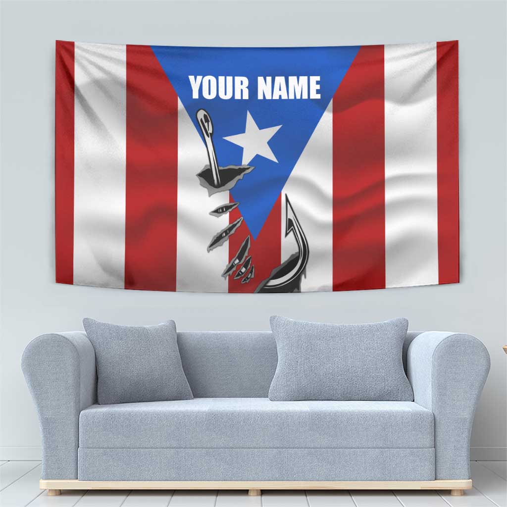 Puerto Rico Fishing Tapestry Fish Hook Flag PR Custom Name - Wonder Print Shop