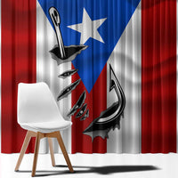 Puerto Rico Fishing Window Curtain Fish Hook Flag PR Custom Name - Wonder Print Shop