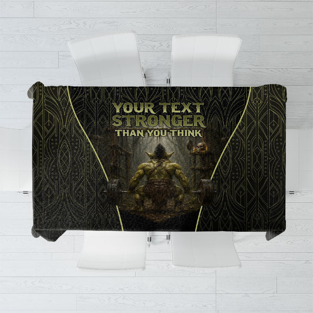 Personalized Muscular Goblin Weightlifting Tablecloth Pain For Growth Dark Fantasy Gym Graphic